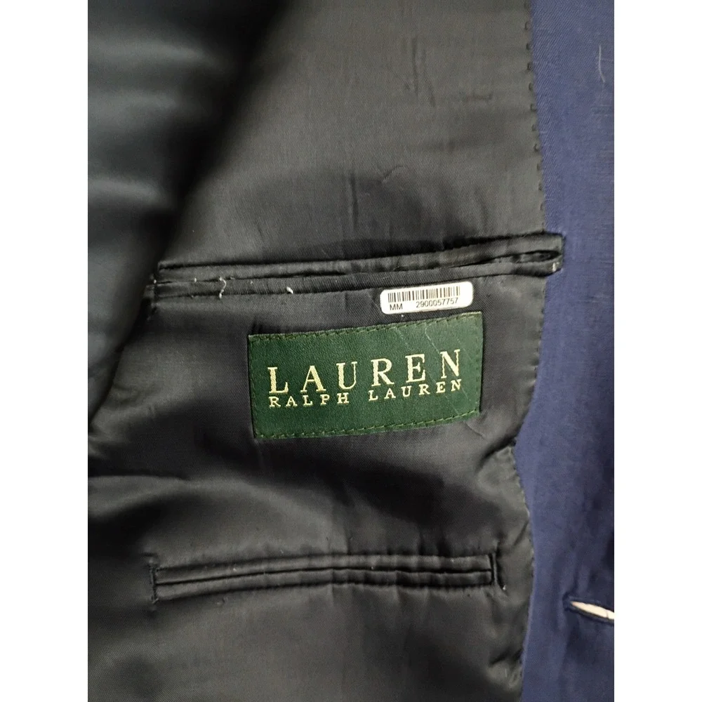 Lauren Ralph Lauren Mens 44L Navy Blue 100% Linen 2-Button Blazer Sport Coat